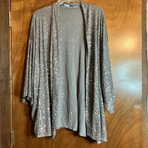 Zig Zag Stripe One Size Plus Silver Sequin Kimono Boutique‎ READ